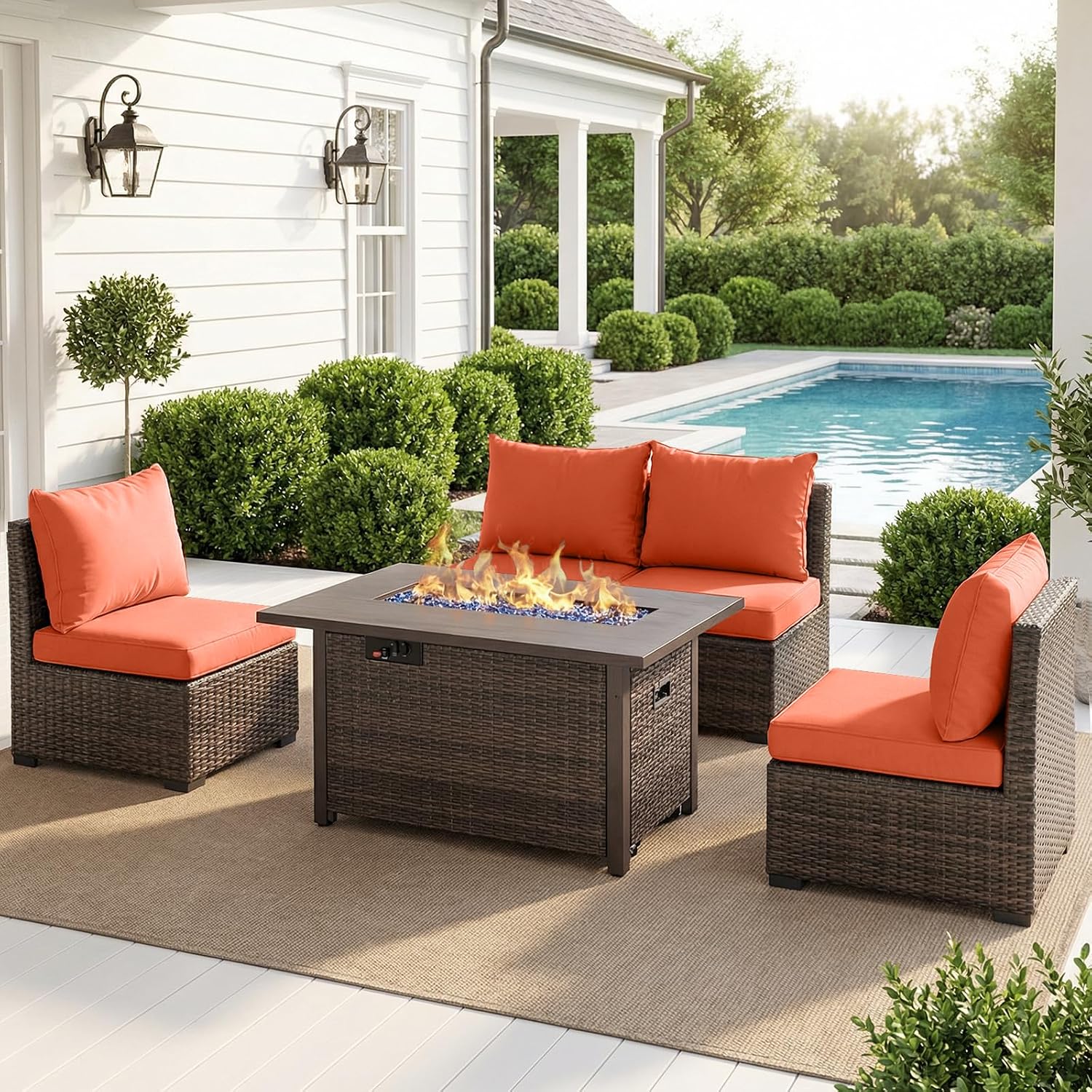 Outdoor Furniture With Fire Pit Table - Patio Furniture Set with Fire Pit