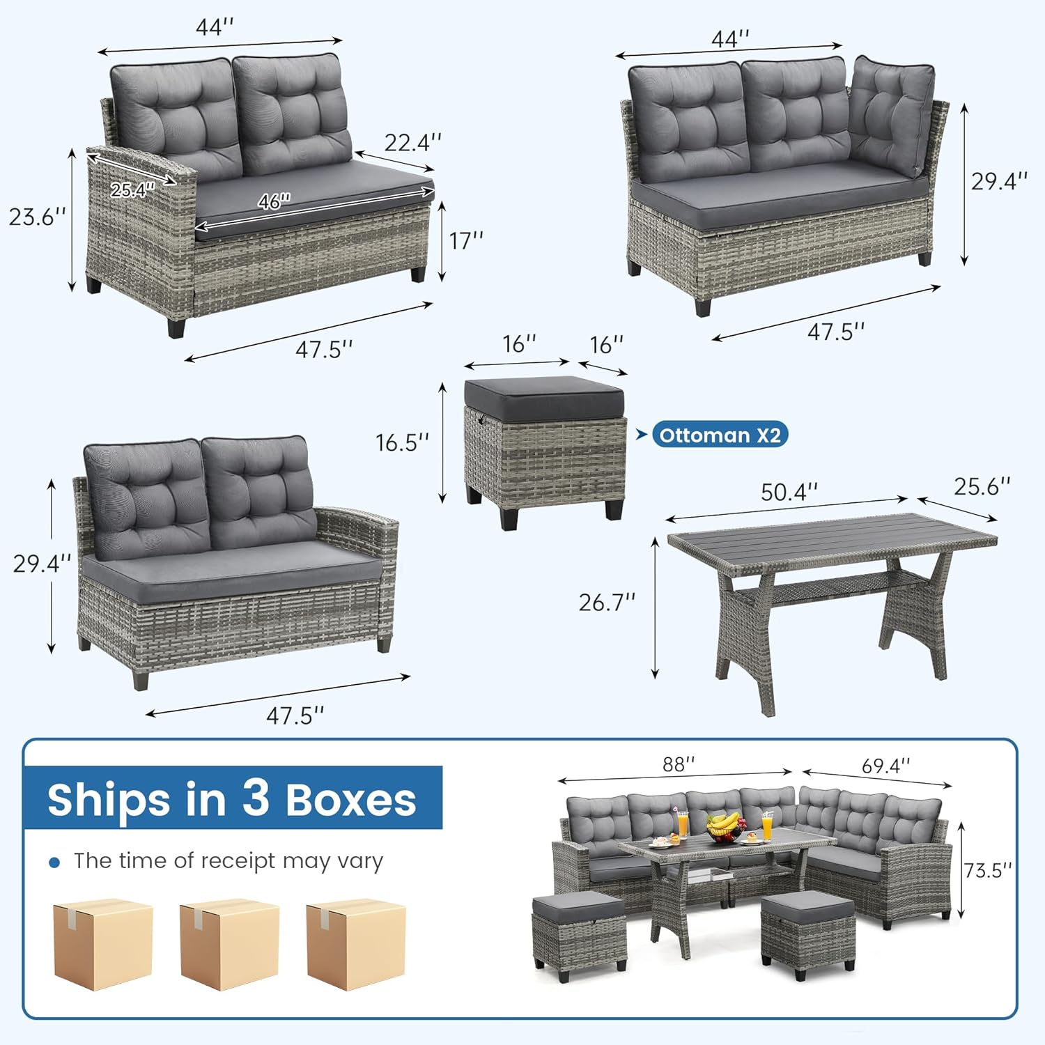6 Piece Patio Furniture Set, D - Outdoor Furniture Dining Set recension och pris