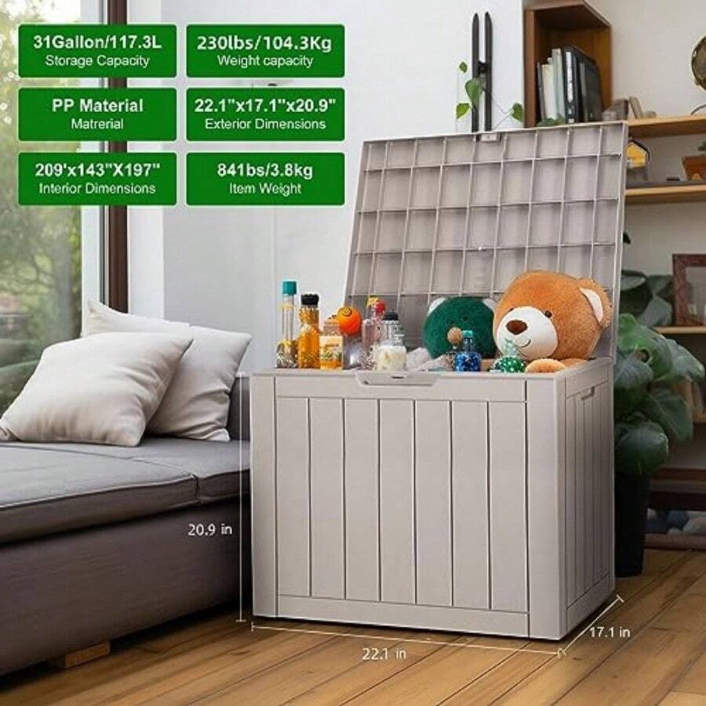 Lockable Resin Deck Box Outdoo - Outdoor Furniture Cushions recension och pris