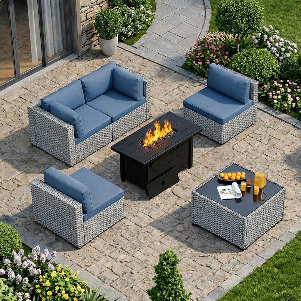 5-Piece Outdoor Patio Furnitur - Outdoor Furniture With Fire Pit Table recension och pris