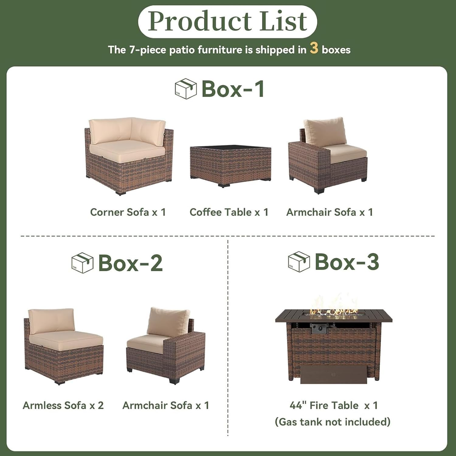 7 Piece Patio Furniture Set wi - Outdoor Furniture With Fire Pit Table recension och pris