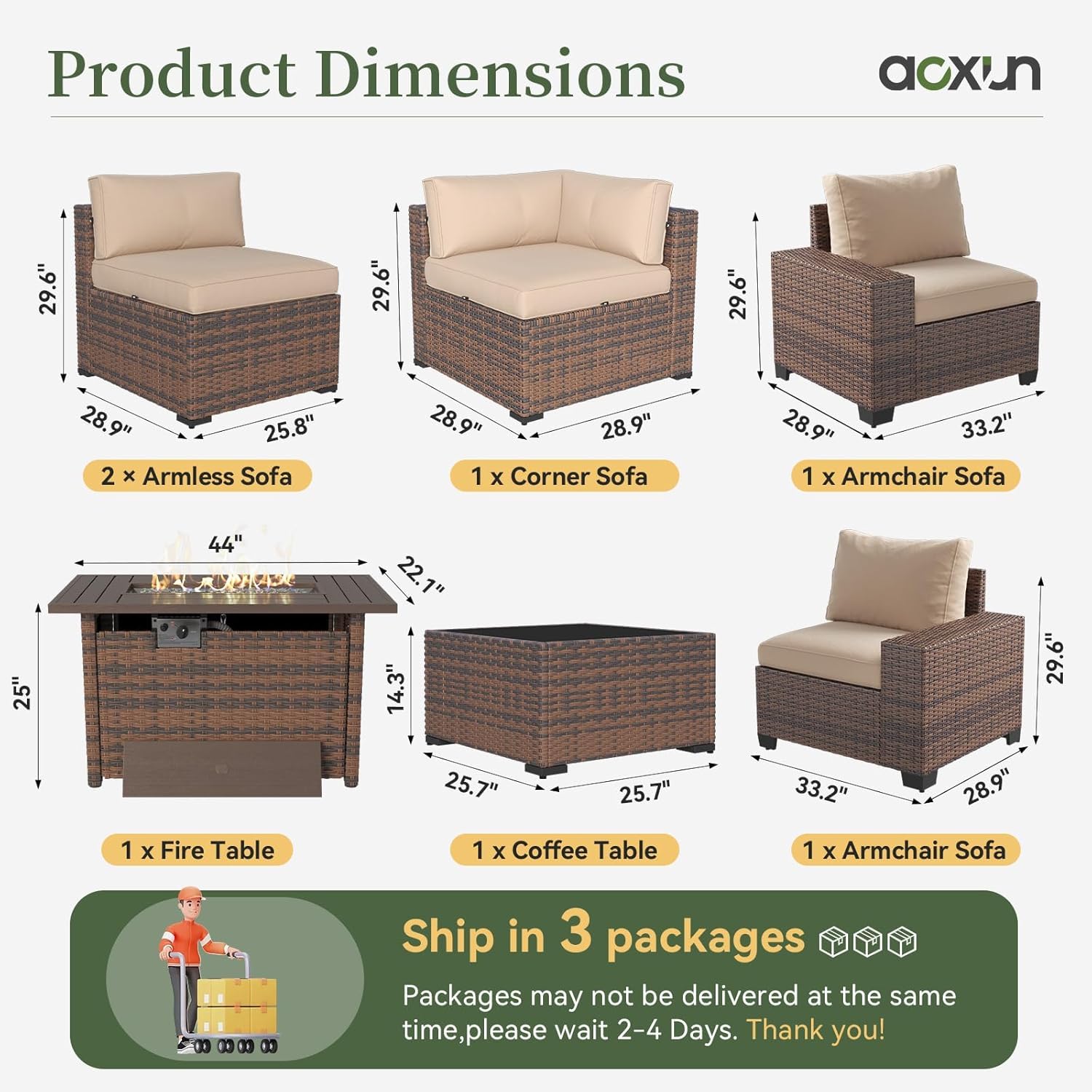 7 Piece Patio Furniture Set wi - Outdoor Furniture With Fire Pit Table recension och pris