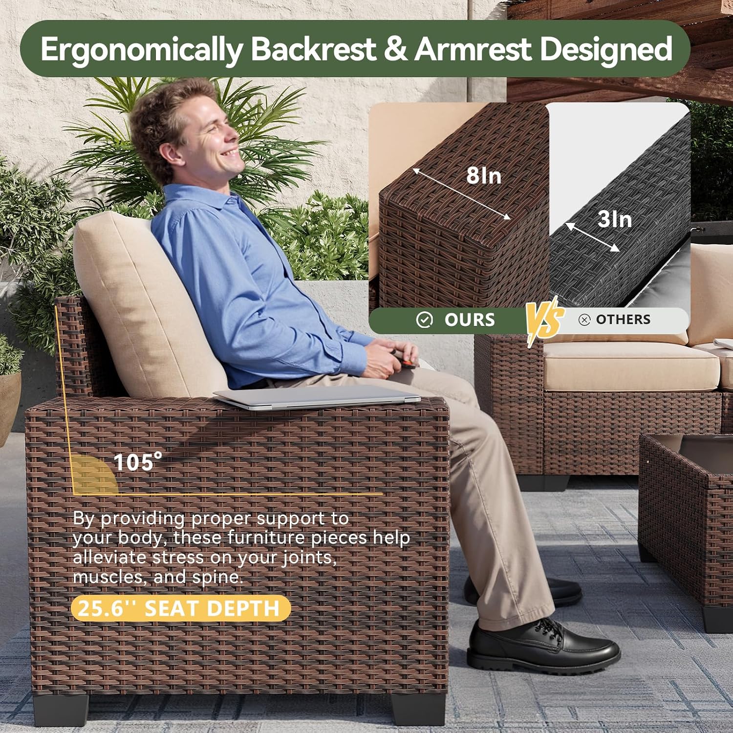 7 Piece Patio Furniture Set wi - Outdoor Furniture With Fire Pit Table recension och pris