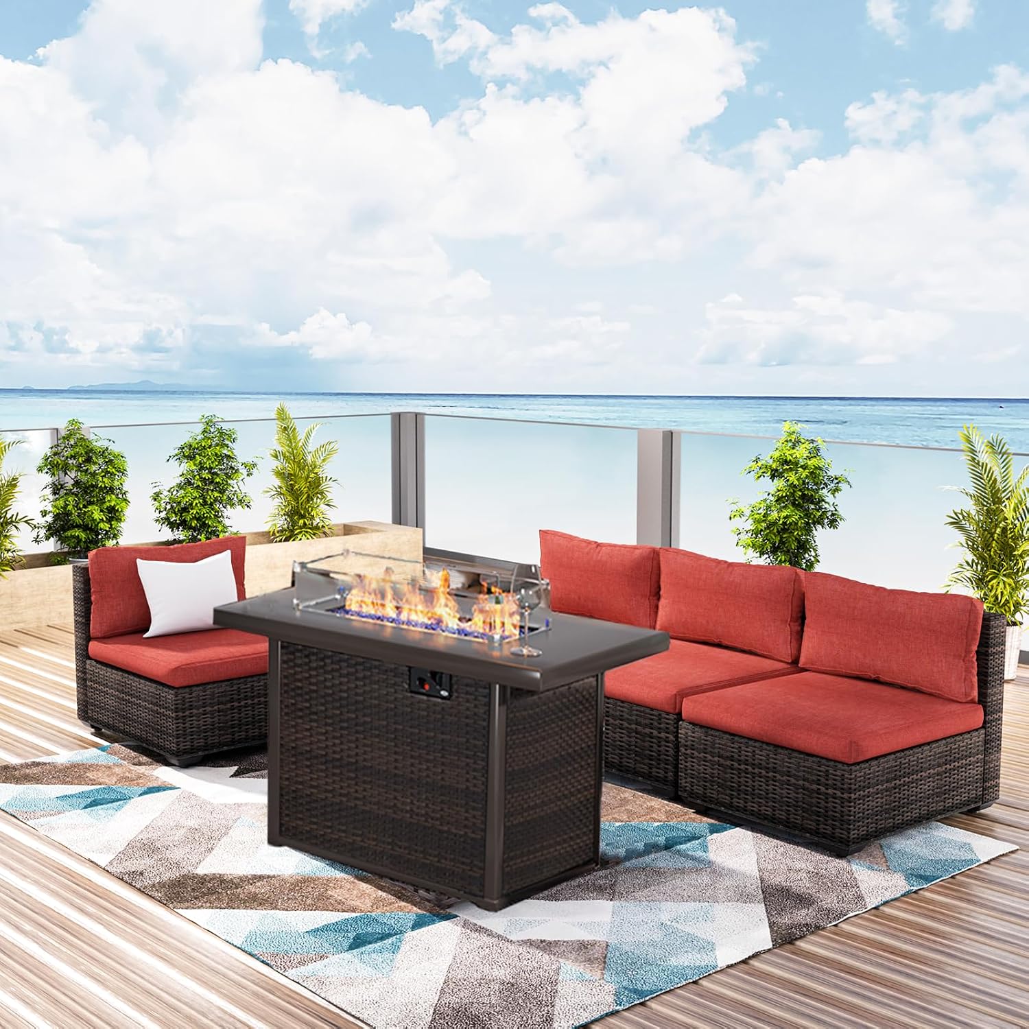 Patio Furniture Set with Fire  - Outdoor Furniture With Fire Pit Table recension och pris
