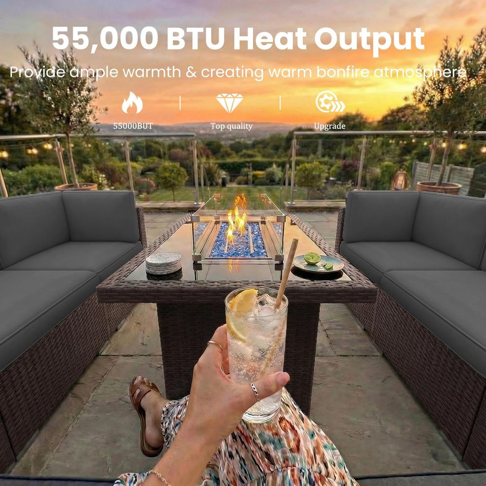 15-Piece Outdoor Patio Furnitu - Outdoor Furniture With Fire Pit Table recension och pris