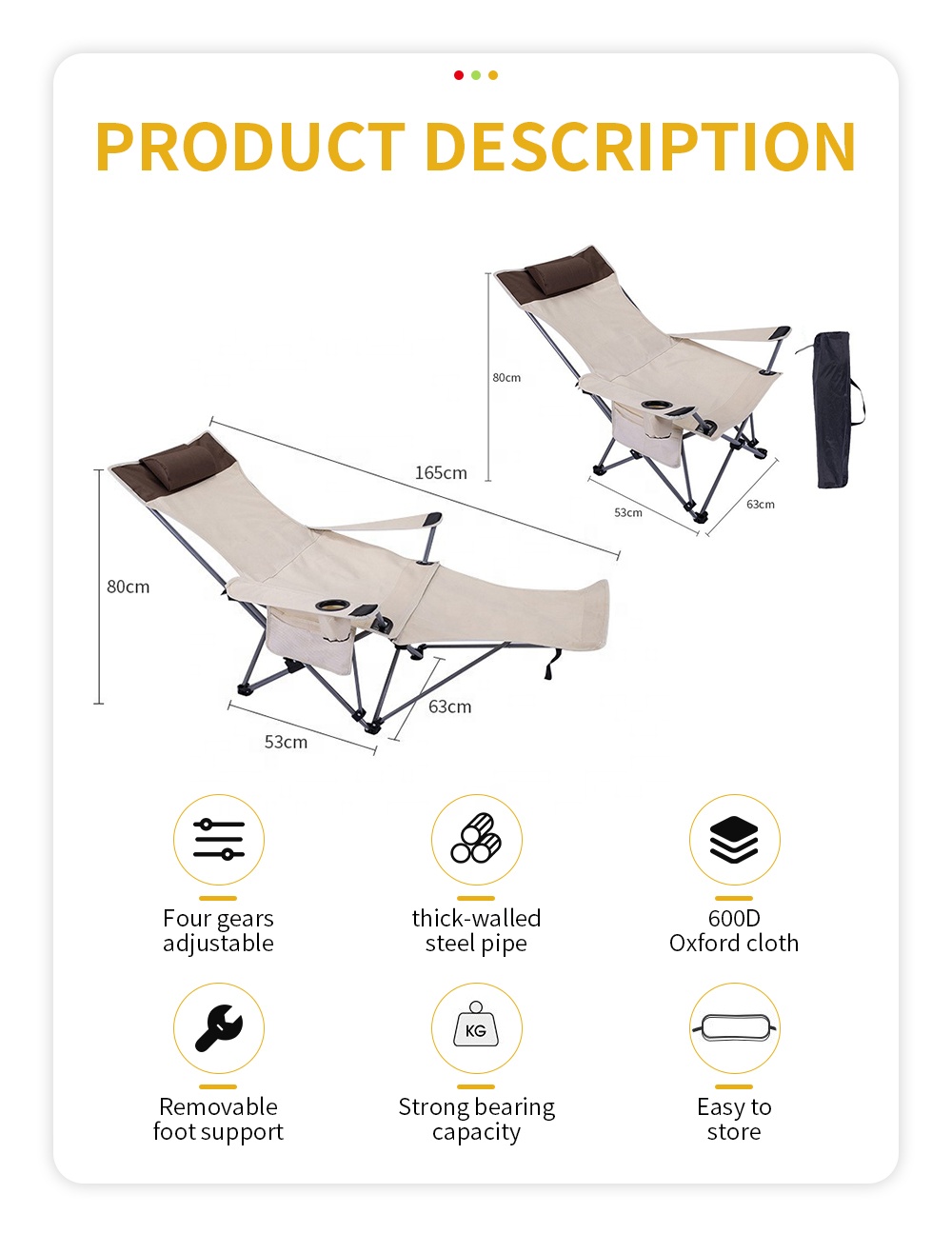 Portable Folding Reclining Cha - Outdoor Furniture For Patio recension och pris