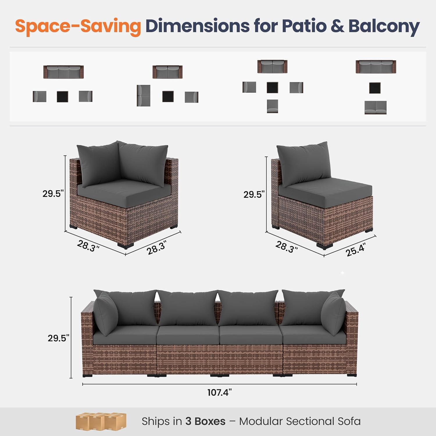 5-Piece Outdoor Sectional Sofa - Outdoor Furniture With Fire Pit Table recension och pris