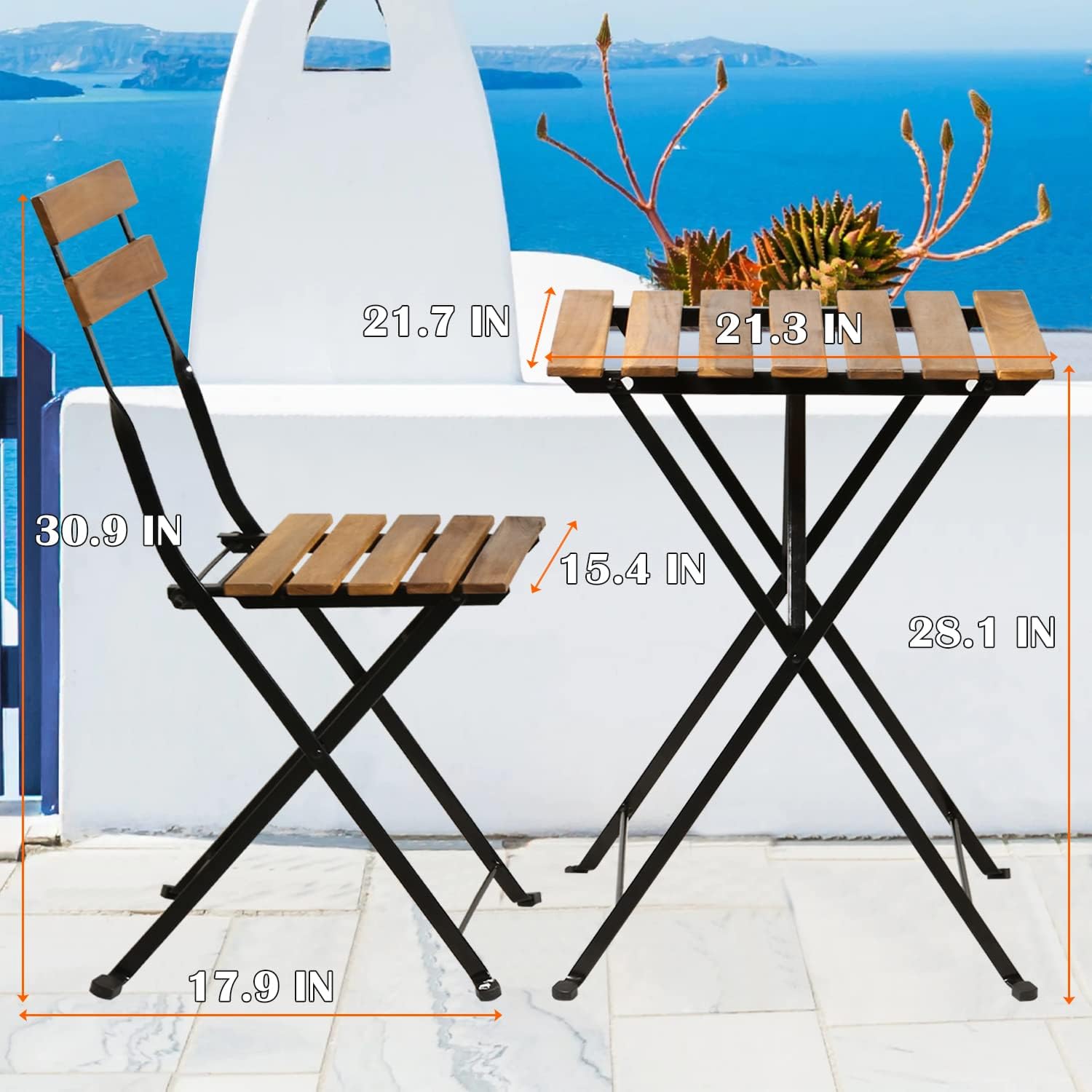 Natural wood 3-piece folding p - Outdoor Furniture For Patio recension och pris