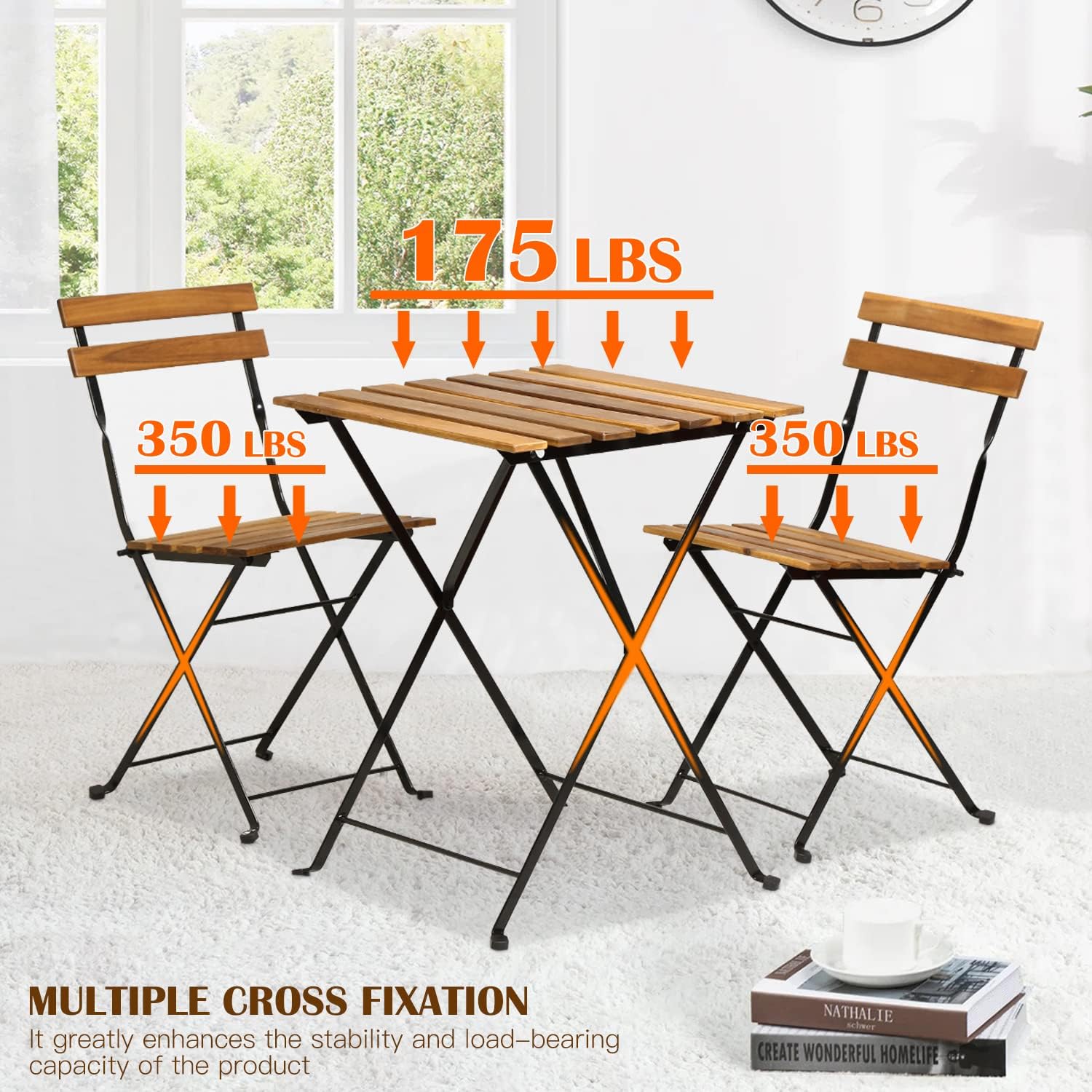 Natural wood 3-piece folding p - Outdoor Furniture For Patio recension och pris