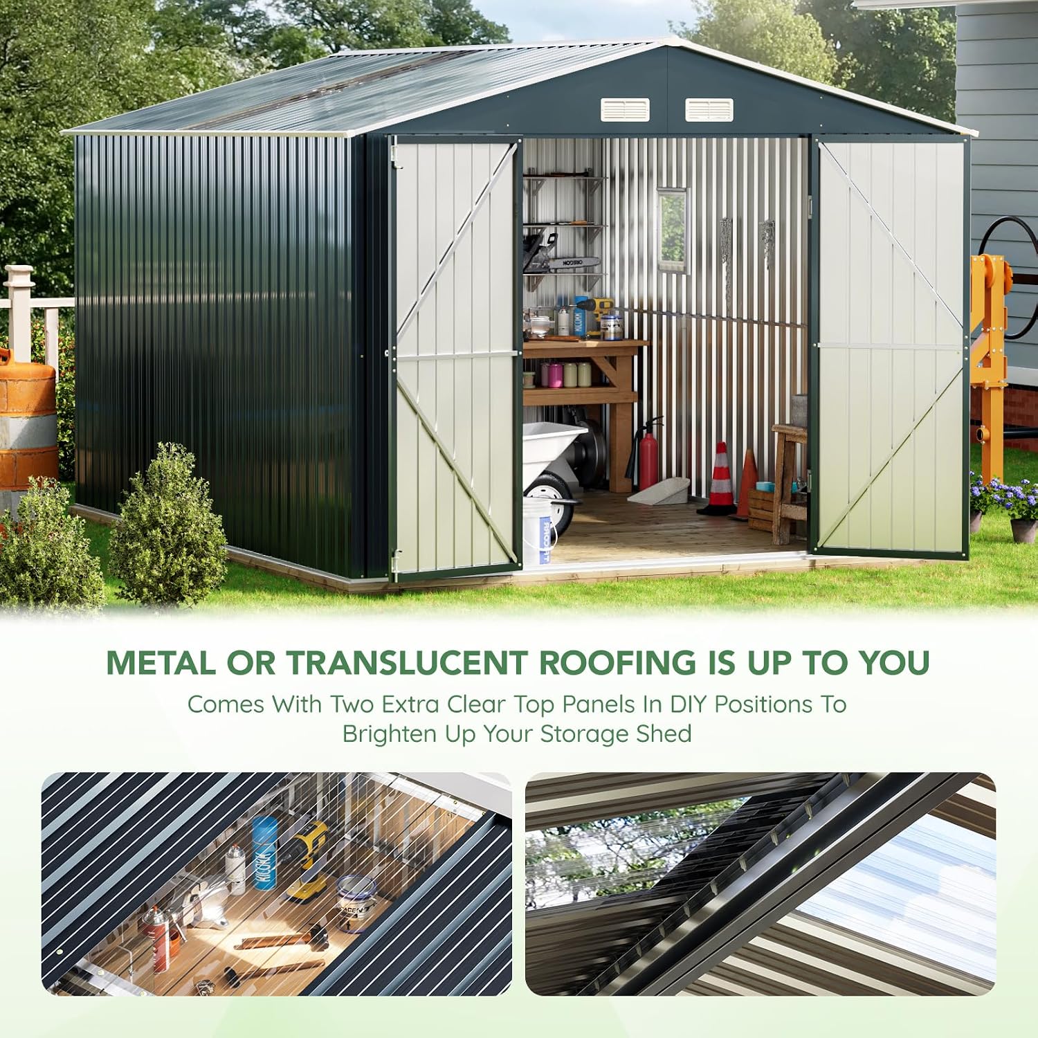 10x12X7.5FT Outdoor Steel Stor - Outdoor Furniture For Patio recension och pris