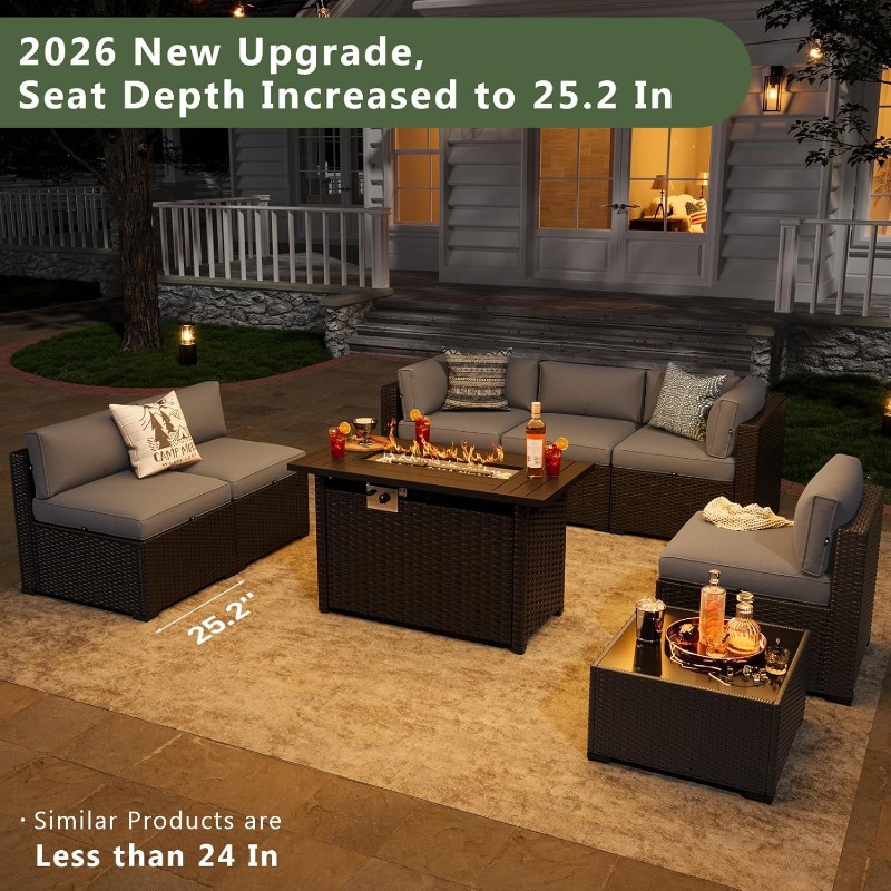 Aoxun 8 Piece Patio Furniture  - Outdoor Furniture With Fire Pit Table recension och pris
