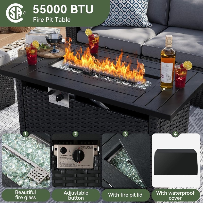 Aoxun 8 Piece Patio Furniture  - Outdoor Furniture With Fire Pit Table recension och pris